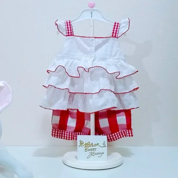 KIDS HEADQUARTERS RED GINGHAM SET SIZE 24M - Picture 6 of 13